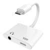 InventCase USB Type C Adapter to 3.5mm Digital Audio Jack and USB Type C Charging Port / Dual Charging for Smartphones & Tablets - White