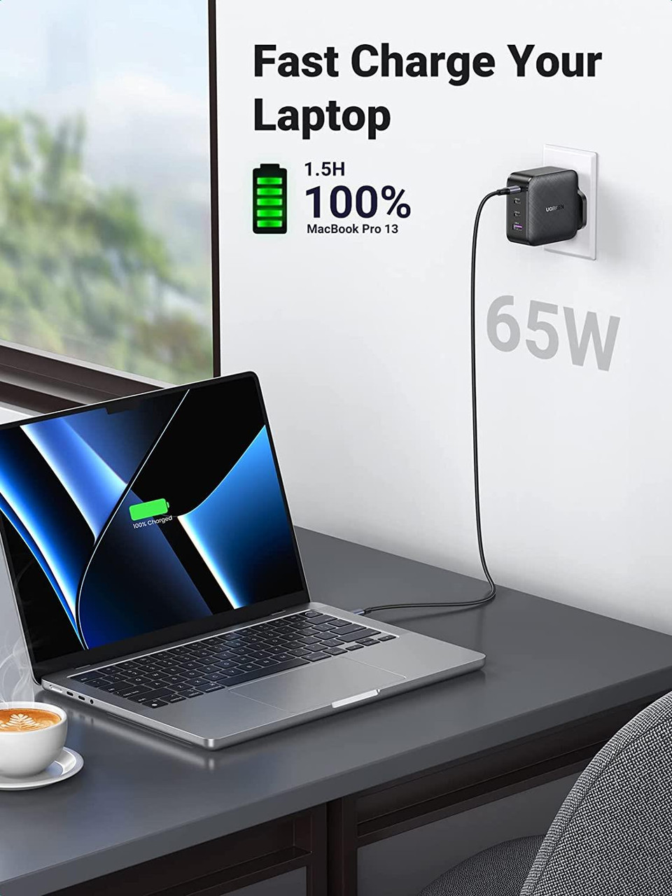 UGREEN 65W USB C Charger, Nexode 3 Port Travel Charger GaN Fast  International Charger with US UK EU Plug, USB C Power Adapter for MacBook  Pro/Air