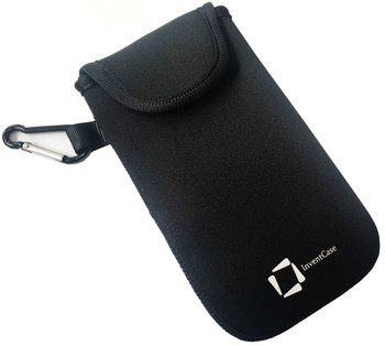 InventCase Neoprene Impact Resistant Protective Pouch Case Cover Bag with Velcro Closure and Aluminium Carabiner for Motorola Moto G4 Plus - Black