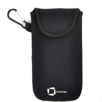 InventCase Neoprene Impact Resistant Protective Pouch Case Cover Bag with Velcro Closure and Aluminium Carabiner for HTC One X - Black