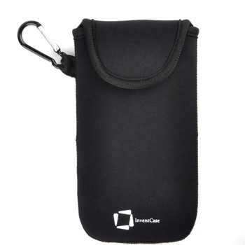 InventCase Neoprene Impact Resistant Protective Pouch Case Cover Bag with Velcro Closure and Aluminium Carabiner for HTC One X+ - Black