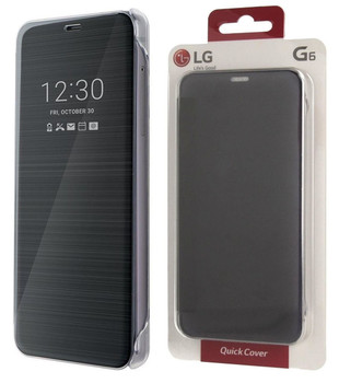 Genuine Official LG G6 Quick Cover Clear View Flip Case Cover Wallet - Black (CFV-300)