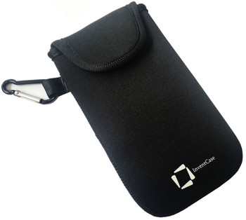 InventCase Neoprene Impact Resistant Protective Pouch Case Cover Bag with Velcro Closure and Aluminium Carabiner for Motorola Moto G5 Plus - Black