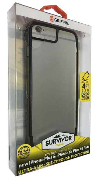 Griffin Survivor Clear Case for iPhone 7+/6+/6s+/8+ Plus - Space Grey - GB42318