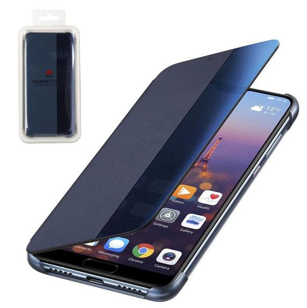 genuine huawei p20 pro blue smart view flip cover wallet sleep wake feature