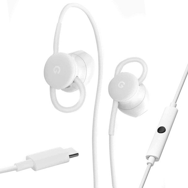 Official Google Pixel USB Type C Earbuds Earphones Headphones - White - Bulk Packed - GA00485-UK