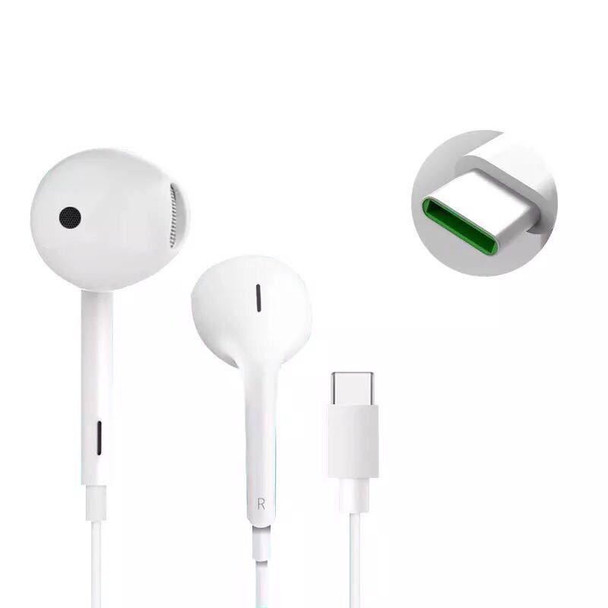 Official Oppo MH147 USB-C Earphones Headphones - White (Bulk Packed)