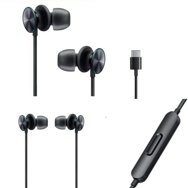 Official Oppo MH150 USB-C Earphones Headphones - Black (Bulk Packed)