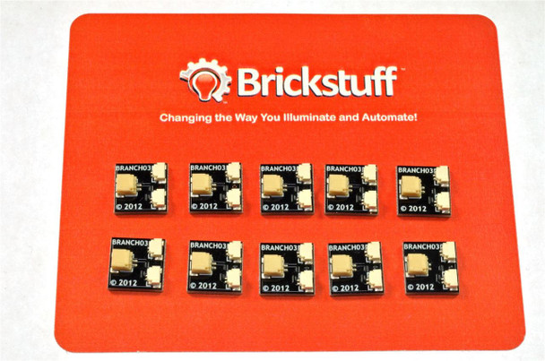 Brickstuff 10-Pack, BRANCH03 Boards Pico LED 1:2 Adapters (Bulk Packed) - BRANCH03-10PK