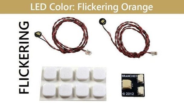 Brickstuff 2 Flickering Orange Pico LED Light Boards with Adapter and Mounting Squares - LEAF01-PFLO-2PK