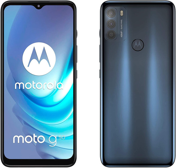 Motorola Moto G50 (6.5 Inch Max Vision HD+, Qualcomm Snapdragon 480 2.0 GHz octa-core, 48 MP Triple Camera, 5000 mAH Battery, Dual SIM, 4/64 GB, Android 11), Steel Grey