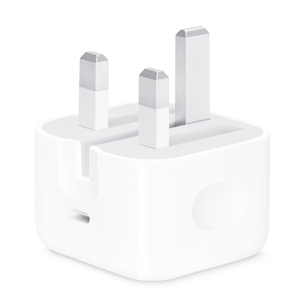 Official Apple 20W UK 3 Pin USB Type C Charger Adapter - White (Bulk Packed)