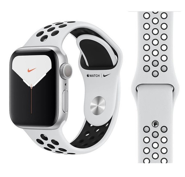 Official Apple Watch Nike Sport Band Strap 42mm / 44mm / 45mm / 49mm - Pure Platinum / Black