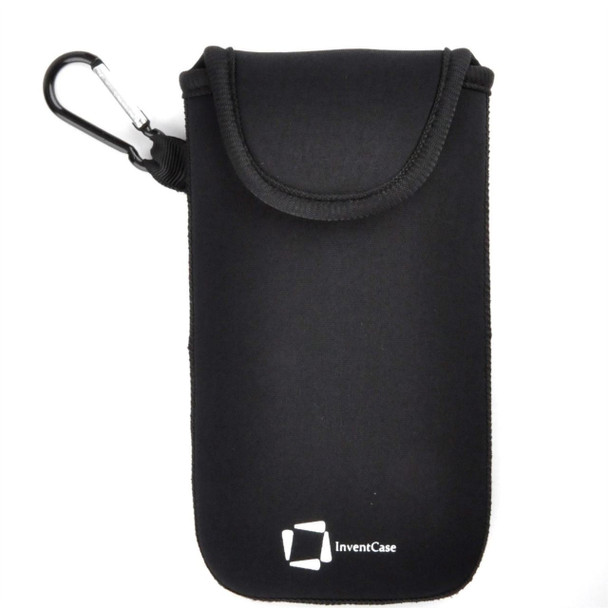 InventCase Neoprene Impact Resistant Protective Pouch Case Cover Bag with Velcro Closure and Aluminium Carabiner for Alcatel A5 LED - Black