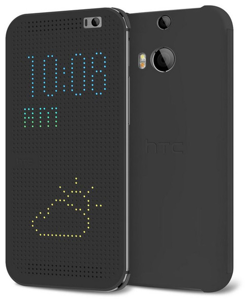 HTC Dot Flip Cover Case for HTC One (M8) HC M100 - Grey