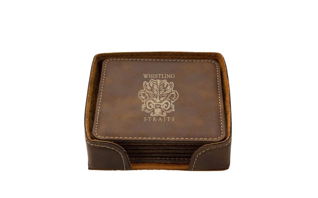 LEATHERETTE COASTER SET. 2 LOGO OPTIONS. - KOHLER Collection