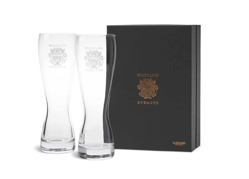 GLENCAIRN CRYSTAL PILSNER GLASS. SET OF 2. WHISTLING STRAITS® LOGO EXCLUSIVELY.