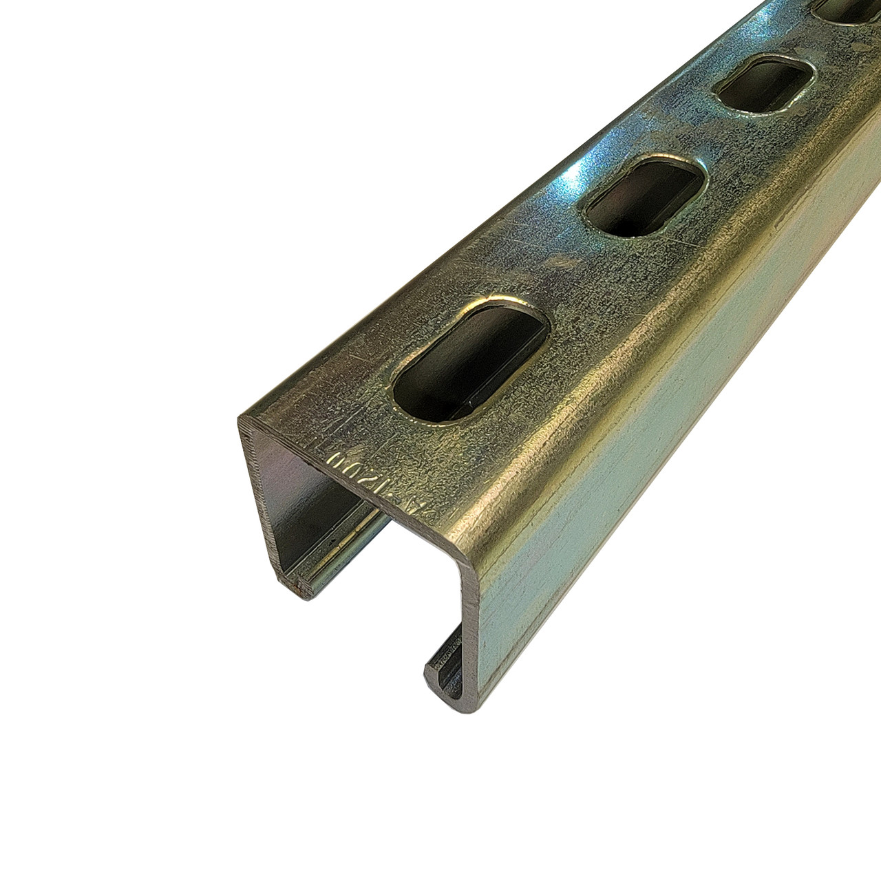 1.625" x 1.625" x 48 inches, 12 gauge, Gold Galvanized Steel Strut Channel, Slotted