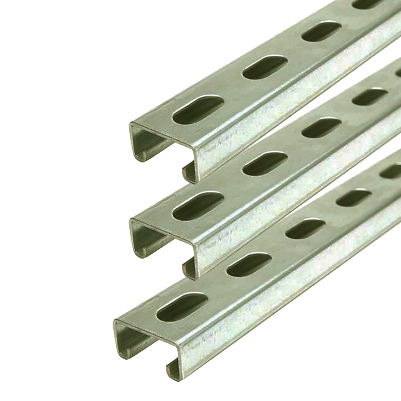 0.812" x 1.625" x 12 inches (3 Pack), Gold Galvanized Steel, Slotted Strut Channel, 14 ga.