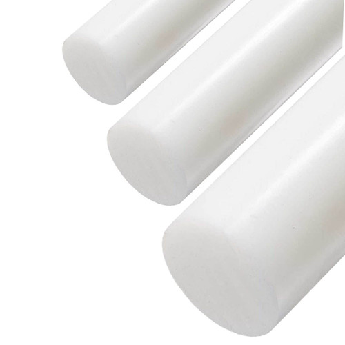 2.750 (2-3/4 inch) x 12 inches, PTFE Teflon Plastic Round Rod, White