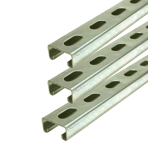 0.812" x 1.625" x 24 inches (3 Pack), Gold Galvanized Steel, Slotted Strut Channel, 12 ga.