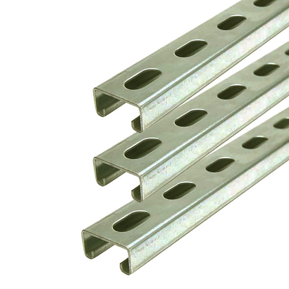 0.812" x 1.625" x 60 inches (3 Pack), Gold Galvanized Steel, Slotted Strut Channel, 14 ga.