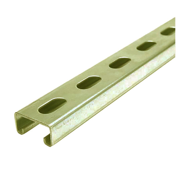 13/16" x 1-5/8" x 48 inches, Gold Galvanized Steel, Slotted Strut Channel, 14 gauge