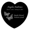 Butterflies Laser-Engraved Heart Plaque Black Granite Memorial