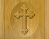 Cross Relief Carved Engraved Wood Cremation Urn