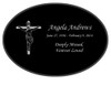 Crucifix Laser-Engraved Oval Plaque Black Granite Memorial