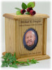 Decorative Oval Photo Insert Engraved Wood Cremation Urn