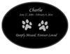 Dog Prints Laser-Engraved Pet Black Granite Memorial Oval Plaque