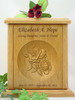 Double Rose Relief Carved Engraved Wood Cremation Urn