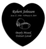 Football Laser-Engraved Heart Plaque Black Granite Memorial