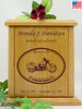 Forever Riding Custom Motorcycle Oval Engraved Wood Cremation Urn