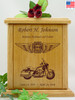 Forever Riding Tour Motorcycle Cross And Wings Engraved Wood Cremation Urn