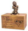 Girl With Dog Natural Finish MDF Wood Pet Cremation Urn - 4 Sizes