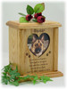 Heart Photo Insert With Poem And Paw Prints Engraved Wood Pet Cremation Urn