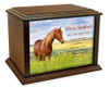 Horse in Field of Flowers Eternal Reflections Wood Cremation Urn