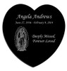 Lady of Guadalupe Laser-Engraved Heart Plaque Black Granite Memorial