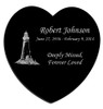 Lighthouse Laser-Engraved Heart Plaque Black Granite Memorial