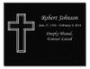 Mitered Cross Laser-Engraved Plaque Black Granite Memorial