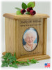 Oval Photo Insert Engraved Wood Cremation Urn