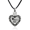 Always In My Heart Paw Print with Floral Border Stainless Steel Pet Cremation Jewelry Pendant Necklace