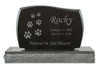 Ascending Dog Prints Pet Upright Grave Marker Black Granite Laser-Engraved Memorial Headstone Design 2