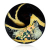 Black and Gold Cremains Encased in Glass Cremation Healing Stone