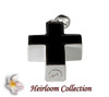 Black Inlay Cross Cremation Jewelry in Sterling Silver