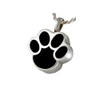 Black Inlay Paw Print Cremation Jewelry in Sterling Silver