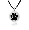Black Paw Print Stainless Steel Pet Cremation Jewelry Pendant Necklace