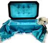 32 Inch Black with Turquoise Deluxe Child Infant Casket